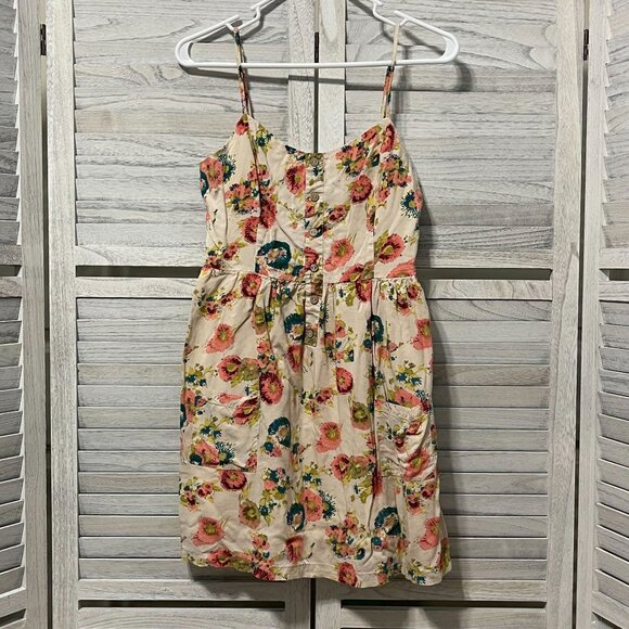 Blue Pepper Womens Size Medium Mini Dress Multicolor Floral Adjustable Strap - Picture 1 of 13